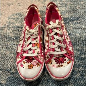 Coach poppy pink orange Barrett sneakers flowers